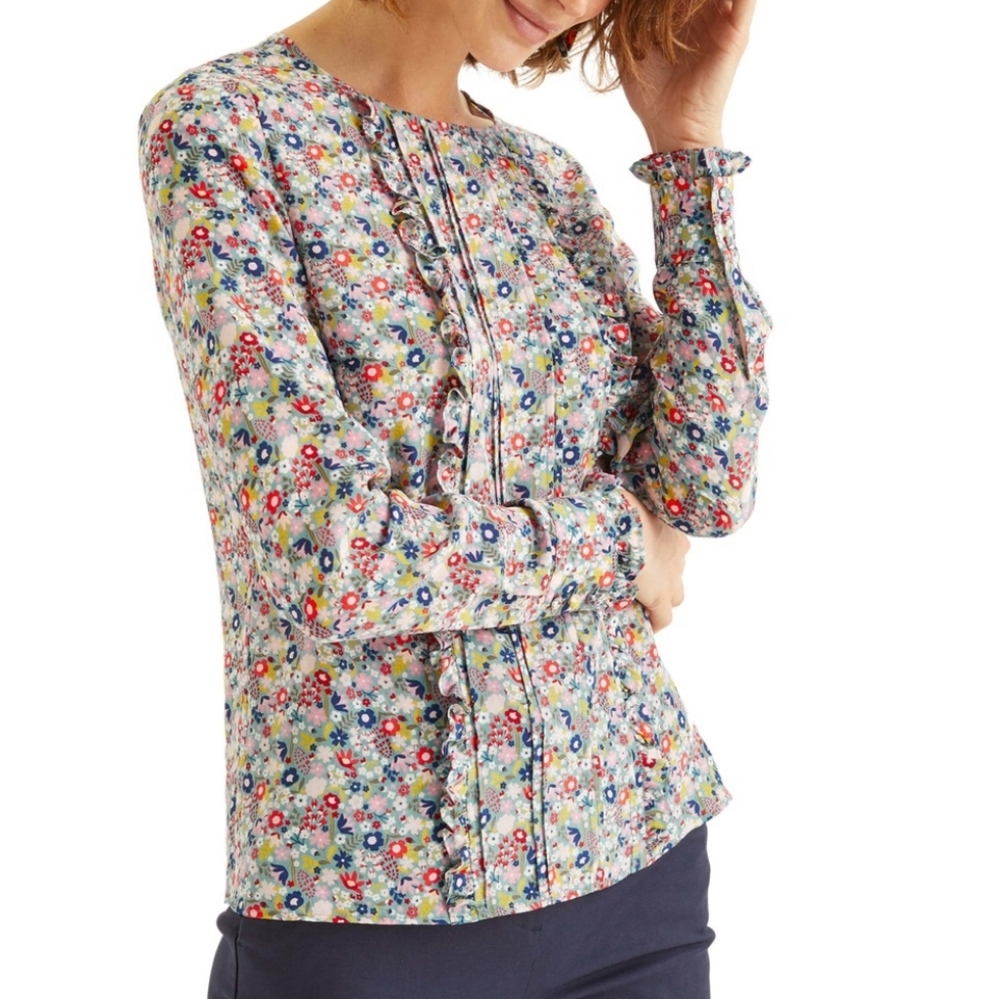 Boden Women's Matilda Floral Silk Blouse Size 6